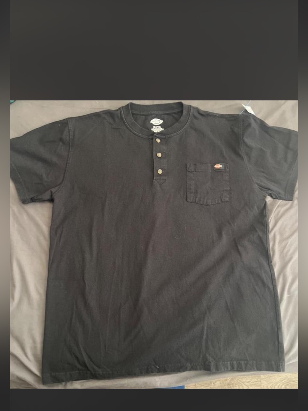 Dickies Black Short-Sleeve Henley Pocket Tee